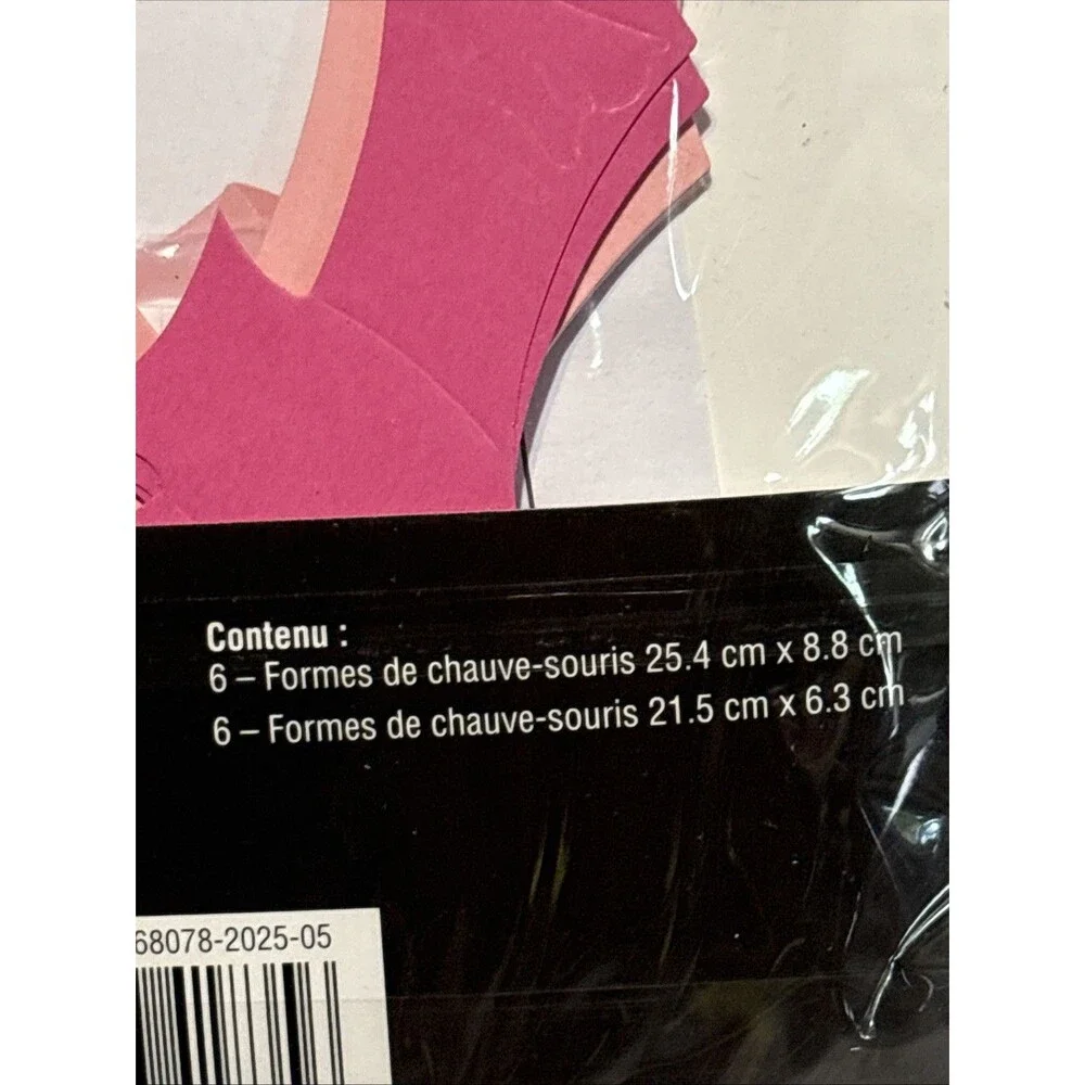 SET of 3 Celebrate It Light Medium Pink Paper Bats Decor Halloween 36 Bats NWT